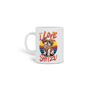  CANECA PERSONALIZADA CRIATIVA EM CERÂMICA, 325ML C/02 LADOS DOG, I LOVE SHIH-TZU