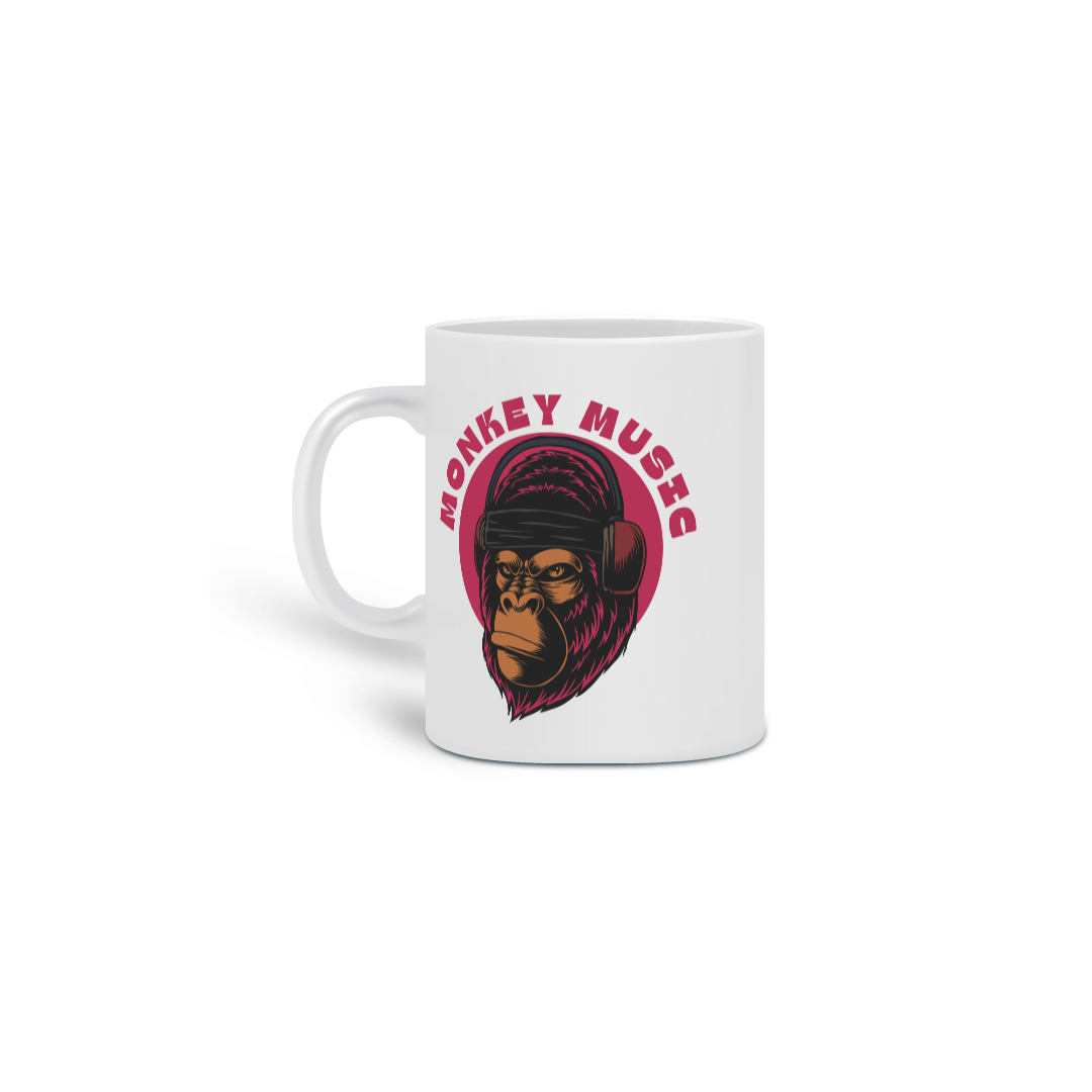  CANECA PERSONALIZADA CRIATIVA EM CERÂMICA, 325ML C/02 LADOS, MONKEY MUSIC