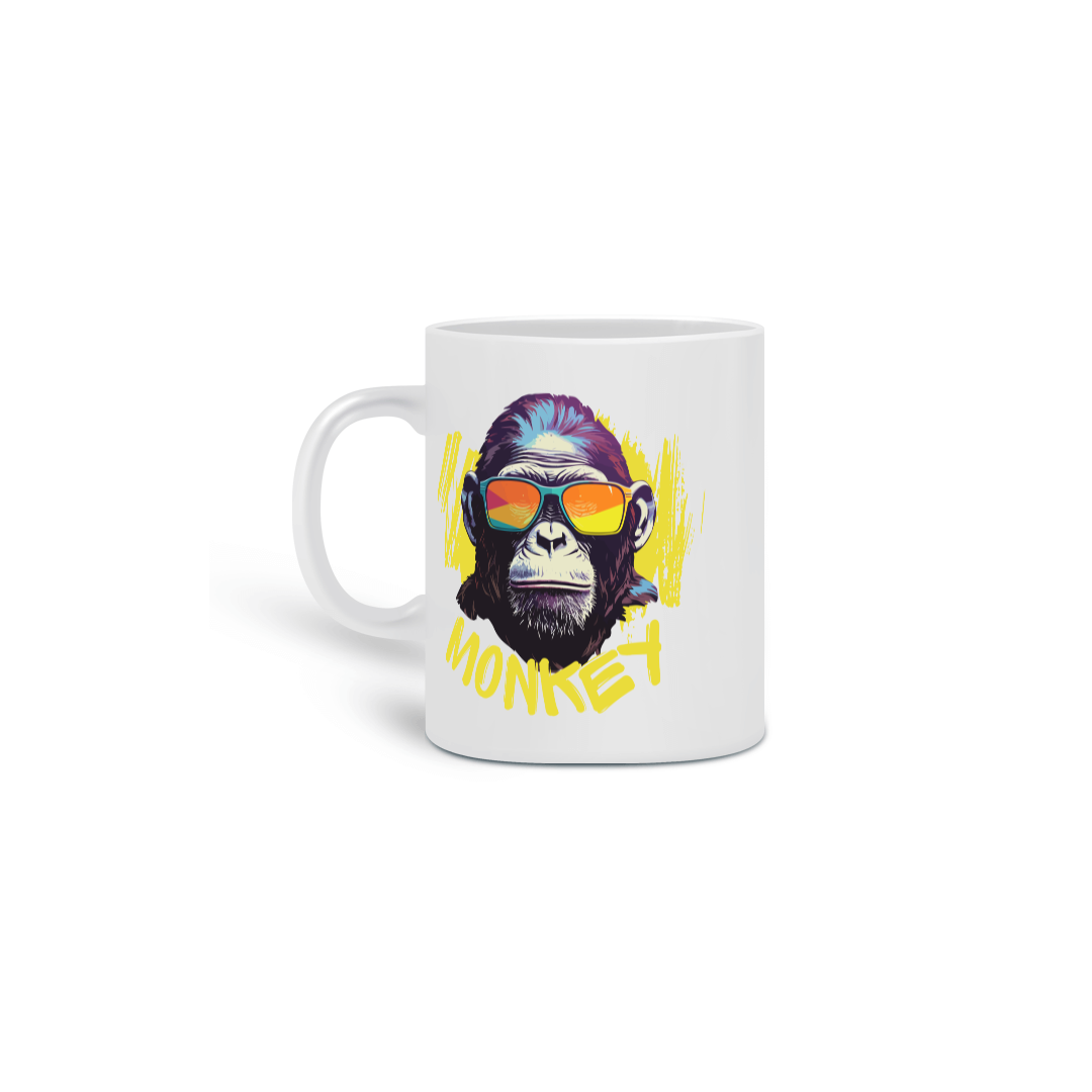  CANECA PERSONALIZADA CRIATIVA EM CERÂMICA, 325ML C/02 LADOS, MONKEY