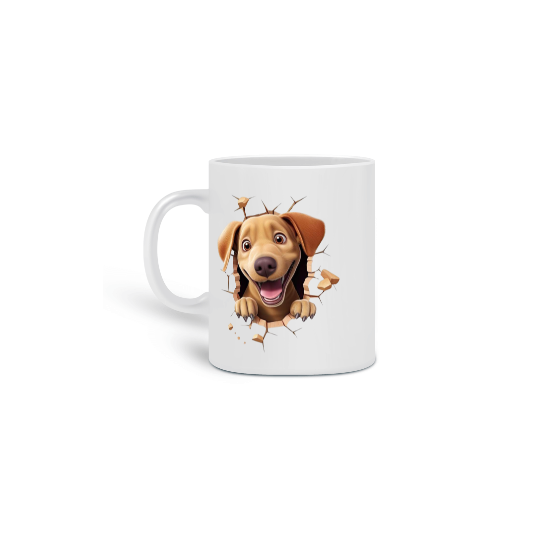  CANECA PERSONALIZADA CRIATIVA EM CERÂMICA, 325ML C/02 LADOS, ESTILO 3D DOG CARAMELO