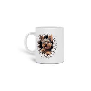  CANECA PERSONALIZADA CRIATIVA EM CERÂMICA, 325ML C/02 LADOS, ESTILO 3D DOG YORKSHIRE TERRIER