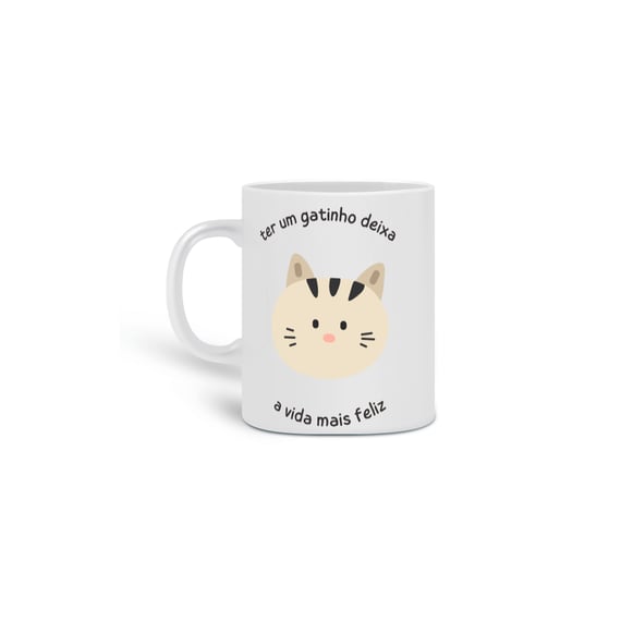CANECA PERSONALIZADA CRIATIVA EM CERÂMICA, 325ML C/02 LADOS, CAT FRASES