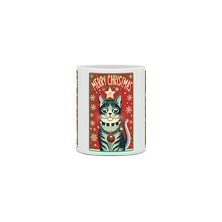 Nome do produto CANECA PERSONALIZADA CRIATIVA EM CERÂMICA, 325ML C/03 LADOS CAT MERRY CHRISTIMAS