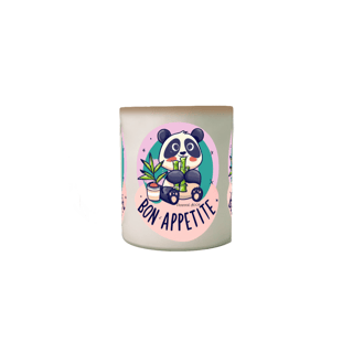 Nome do produto CANECA MÁGICA PERSONALIZADA CRIATIVA EM CERÂMICA, 325ML C/03 LADOS PANDINHA COMELÃO, BON APPETITE