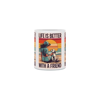 Nome do produto CANECA PERSONALIZADA CRIATIVA EM CERÂMICA, 325ML C/03 LADOS LIFE IS BETTER 