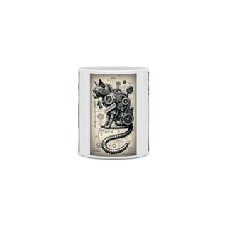 Nome do produto CANECA PERSONALIZADA CRIATIVA EM CERÂMICA, 325ML C/03 LADOS ROBOTIC CAT PB