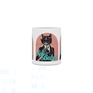 Nome do produto CANECA PERSONALIZADA CRIATIVA EM CERÂMICA 325ML 03 LADOS CAT, SPY ME BABY