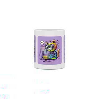 Nome do produto CANECA PERSONALIZADA CRIATIVA EM CERÂMICA 325ML 03 LADOS, CAT GEEK ON THE COMPUTER