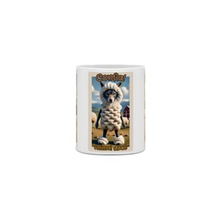 Nome do produto CANECA PERSONALIZADA CRIATIVA EM CERÂMICA 325ML 03 LADOS, LOBO EM PELE DE CORDEIRO CONFIA 