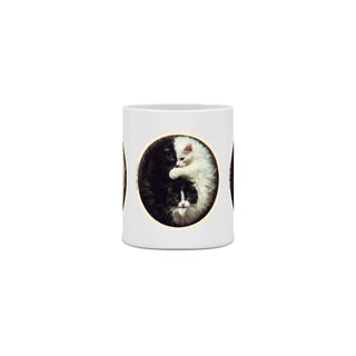 Nome do produto CANECA PERSONALIZADA CRIATIVA EM CERÂMICA 325ML 03 LADOS, CAT YIN YANG