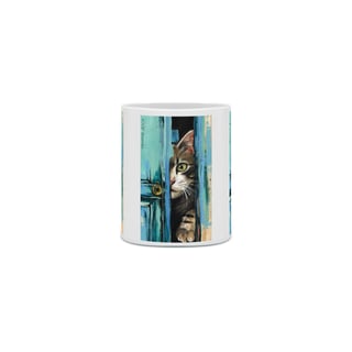 Nome do produto CANECA PERSONALIZADA CRIATIVA EM CERÂMICA 325ML 03 LADOS, MYSTERIOUS CAT