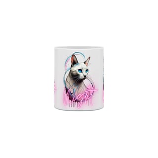 Nome do produto CANECA PERSONALIZADA CRIATIVA EM CERÂMICA 325ML 03 LADOS, CAT NIGHT