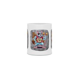 Nome do produto  CANECA PERSONALIZADA CRIATIVA EM CERÂMICA, 325ML C/03 LADOS MEME-GYM RAT
