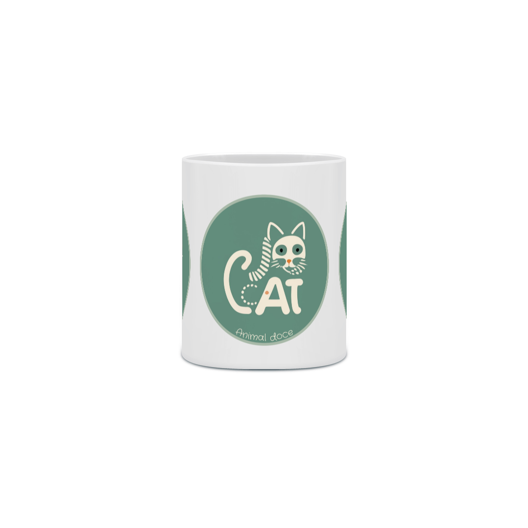 Nome do produto:  CANECA PERSONALIZADA CRIATIVA EM CERÂMICA, 325ML C/03 LADOS CAT LETRAS