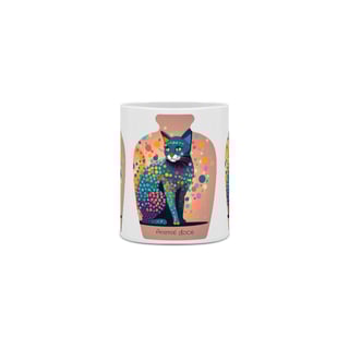 Nome do produto  CANECA PERSONALIZADA CRIATIVA EM CERÂMICA, 320ML C/03 LADOS CAT IN THE VASE