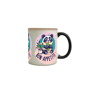 Nome do produto CANECA MÁGICA PERSONALIZADA CRIATIVA EM CERÂMICA, 325ML C/03 LADOS PANDINHA COMELÃO, BON APPETITE