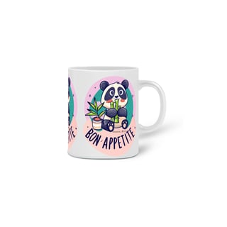 Nome do produto CANECA PERSONALIZADA CRIATIVA EM CERÂMICA, 325ML C/03 LADOS PANDINHA COMELÃO, BON APPETITE