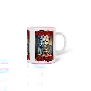 Nome do produto  CANECA PERSONALIZADA CRIATIVA EM CERÂMICA, 325ML C/03 LADOS CAT, LINHA FILME JASON INSEPARAVEIS ATE A MORTE SEXTA FEIRA 13
