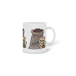 Nome do produto CANECA PERSONALIZADA CRIATIVA EM CERÂMICA, 325ML C/03 LADOS COFFEE CAT