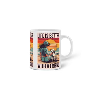 Nome do produto CANECA PERSONALIZADA CRIATIVA EM CERÂMICA, 325ML C/03 LADOS LIFE IS BETTER 