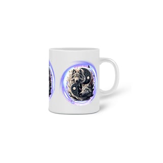 Nome do produto CANECA PERSONALIZADA CRIATIVA EM CERÂMICA, 325ML C/03 LADOS CIRCULO WOLF YIN YANG