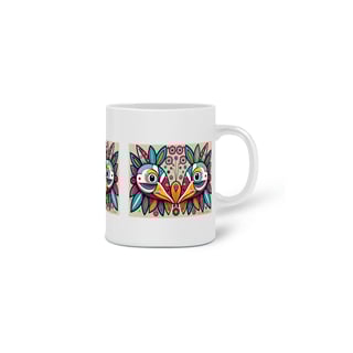 Nome do produto CANECA PERSONALIZADA CRIATIVA EM CERÂMICA 325ML 03 LADOS, COLORFUL BIRDS