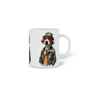 Nome do produto CANECA PERSONALIZADA CRIATIVA EM CERÂMICA 325ML 03 LADOS, DOG BEAGLE SHERLOCK HOLMES
