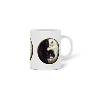 Nome do produto CANECA PERSONALIZADA CRIATIVA EM CERÂMICA 325ML 03 LADOS, CAT YIN YANG