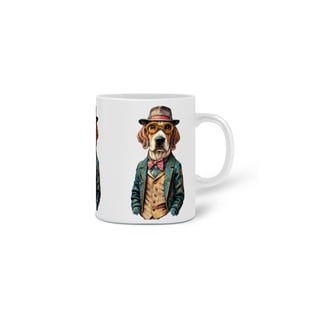 Nome do produto CANECA PERSONALIZADA CRIATIVA EM CERÂMICA 325ML 03 LADOS, DOG BEAGLE SHERLOCK HOLMES
