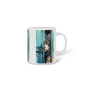 Nome do produto CANECA PERSONALIZADA CRIATIVA EM CERÂMICA 325ML 03 LADOS, MYSTERIOUS CAT