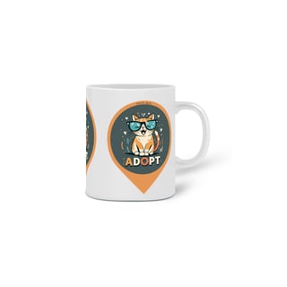 Nome do produto CANECA PERSONALIZADA CRIATIVA EM CERÂMICA 325ML 03 LADOS, ADOPT CAT 