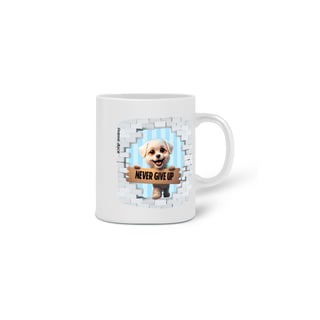 Nome do produto  CANECA PERSONALIZADA CRIATIVA EM CERÂMICA, 325ML C/02 LADOS DOG NEVER GIVE UP