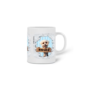 Nome do produto  CANECA PERSONALIZADA CRIATIVA EM CERÂMICA, 325ML C/03 LADOS DOG NEVER GIVE UP