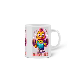 Nome do produto  CANECA PERSONALIZADA CRIATIVA EM CERÂMICA, 325ML C/03 LADOS MEME-WHO LOVES FITNESS