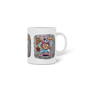 Nome do produto  CANECA PERSONALIZADA CRIATIVA EM CERÂMICA, 325ML C/03 LADOS MEME-GYM RAT