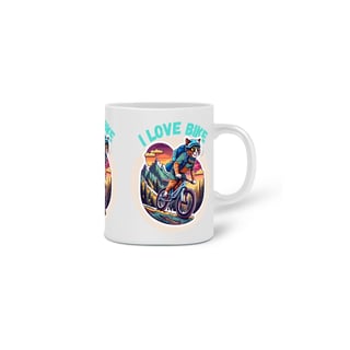 Nome do produto  CANECA PERSONALIZADA CRIATIVA EM CERÂMICA, 325ML C/03 LADOS CAT I LOVE BIKE
