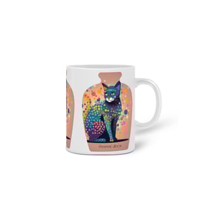 Nome do produto  CANECA PERSONALIZADA CRIATIVA EM CERÂMICA, 320ML C/03 LADOS CAT IN THE VASE