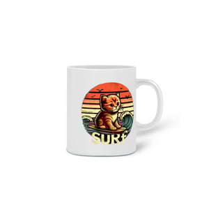Nome do produto  CANECA PERSONALIZADA CRIATIVA EM CERÂMICA, 325ML C/02 LADOS CAT SURF