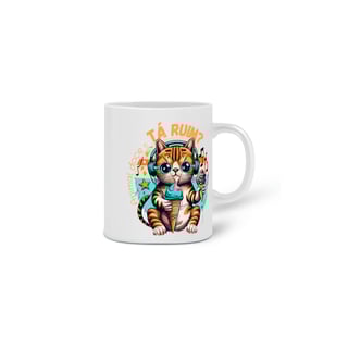 Nome do produto  CANECA PERSONALIZADA CRIATIVA EM CERÂMICA, 325ML C/02 LADOS CAT TA RUIM