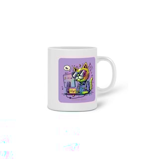 Nome do produto  CANECA PERSONALIZADA CRIATIVA EM CERÂMICA, 325ML C/02 LADOS CAT GEEK ON THE COMPUTER