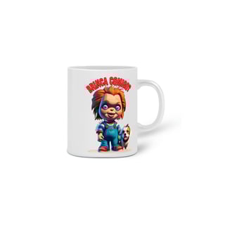 Nome do produto  CANECA PERSONALIZADA CRIATIVA EM CERÂMICA, 320ML C/02 LADOS DOG, LINHA FILME CHUCKY BRINCA COMIGO