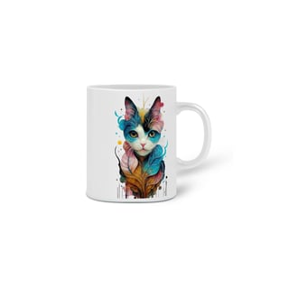 Nome do produto  CANECA PERSONALIZADA CRIATIVA EM CERÂMICA, 325ML C/02 LADOS COLORFUL CAT