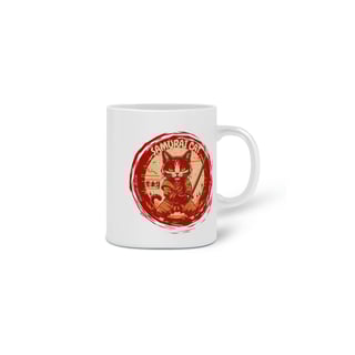 Nome do produto CANECA PERSONALIZADA CRIATIVA EM CERÂMICA, 325ML C/02 LADOS, SAMURAI CAT