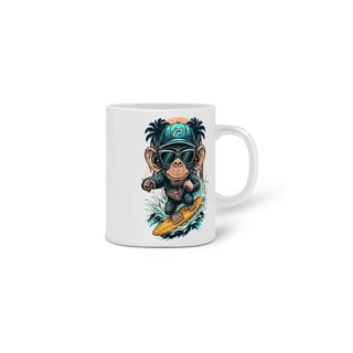 Nome do produto CANECA PERSONALIZADA CRIATIVA EM CERÂMICA, 325ML C/02 LADOS, SURF MONKEY 