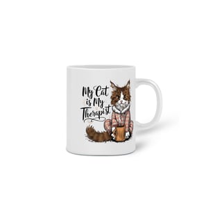 Nome do produto CANECA PERSONALIZADA CRIATIVA EM CERÂMICA, 325ML C/02 LADOS MY CAT IS MY THERAPIST