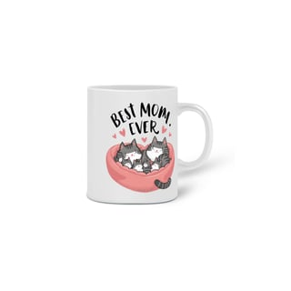 Nome do produto  CANECA PERSONALIZADA CRIATIVA EM CERÂMICA, 325ML C/02 LADOS, CAT BEST MOM EVER