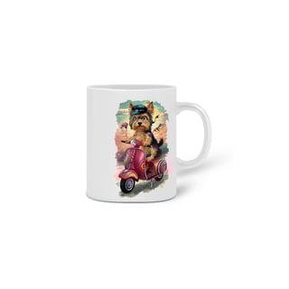 Nome do produto  CANECA PERSONALIZADA CRIATIVA EM CERÂMICA, 325ML C/02 LADOS, DOG YORKSHIRE TERRIER VESPA