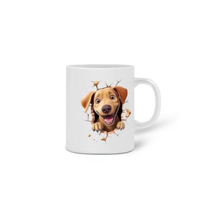 Nome do produto  CANECA PERSONALIZADA CRIATIVA EM CERÂMICA, 325ML C/02 LADOS, ESTILO 3D DOG CARAMELO