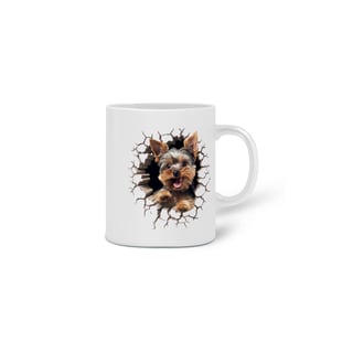 Nome do produto  CANECA PERSONALIZADA CRIATIVA EM CERÂMICA, 325ML C/02 LADOS, ESTILO 3D DOG YORKSHIRE TERRIER