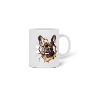 Nome do produto  CANECA PERSONALIZADA CRIATIVA EM CERÂMICA, 325ML C/02 LADOS, ESTILO 3D DOG BULDOGUE FRANCÊS
